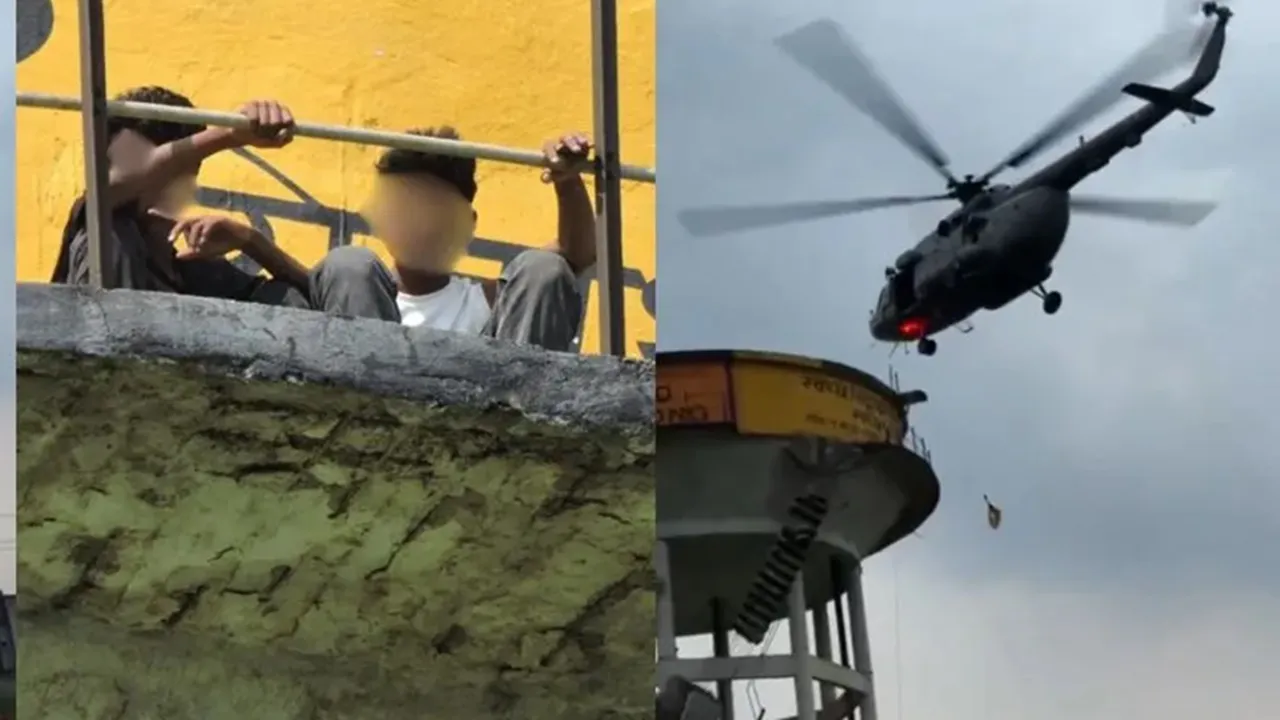 Siddharthnagar News : पानी टंकी पर फंसे बच्चों को सेना के हेलीकॉप्टर ने उतारा नीचे, सीढ़ी के टूटने से एक की मौत, दो घायल
