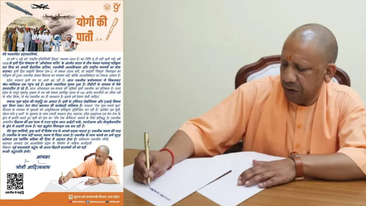 'तकनीक के साथ न चलना, समय से पिछड़ जाना है', राष्ट्रीय प्रौद्योगिकी दिवस पर सीएम योगी ने युवाओं के नाम लिखा पत्र