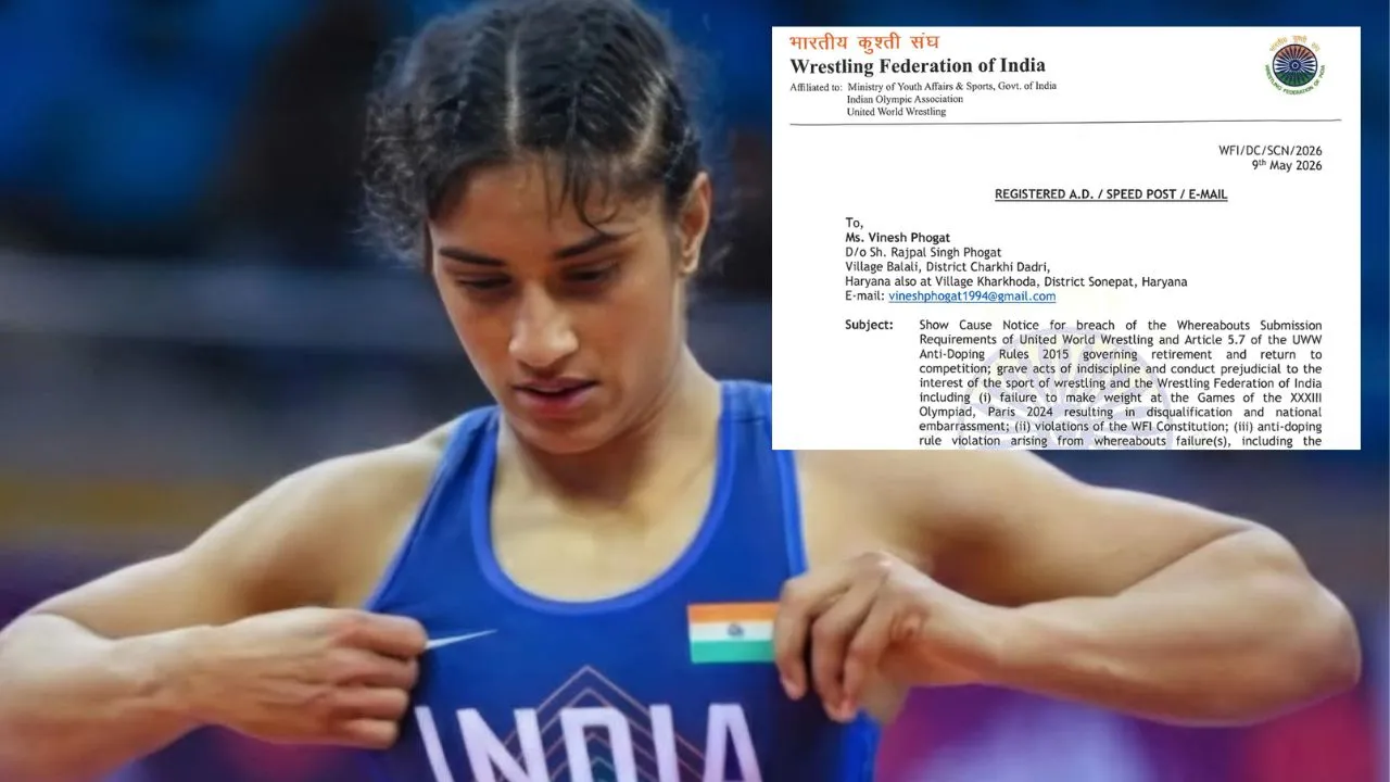 पहलवान विनेश फोगाट को लगा बड़ा झटका : WFI ने भेजा कारण बताओ नोटिस, नेशनल कुश्ती में शामिल होने पर रोक