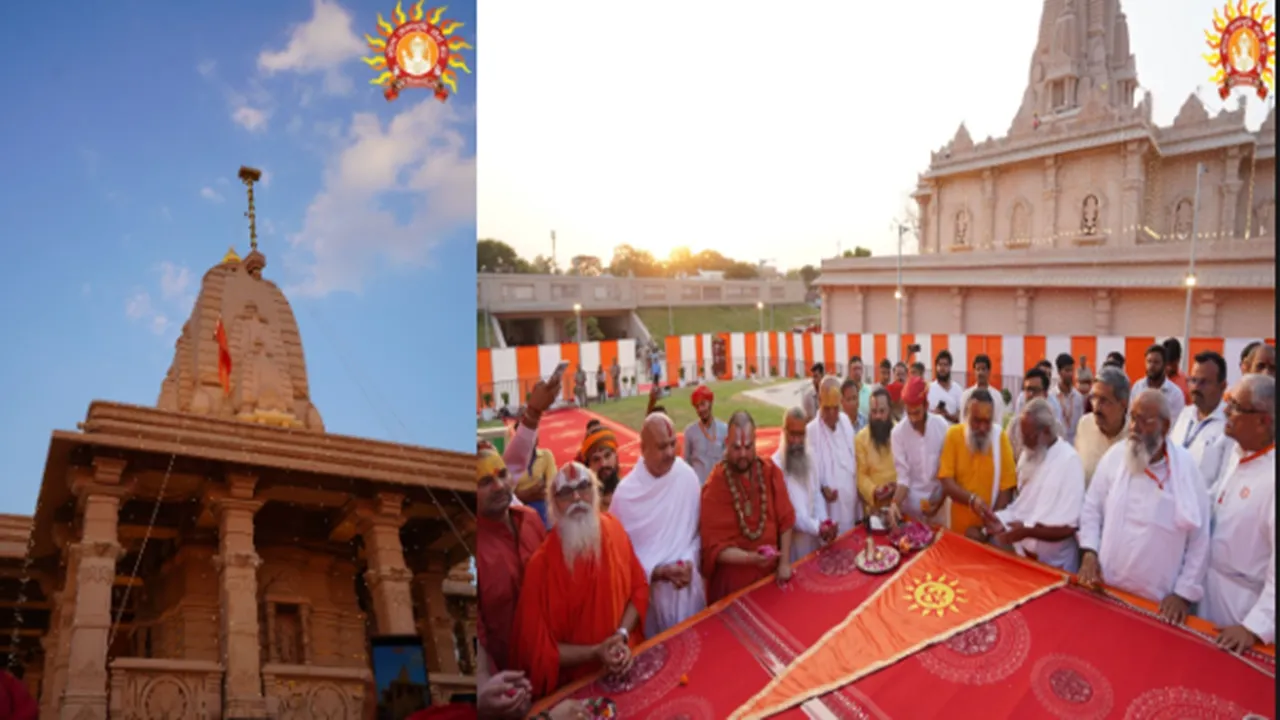 Ayodhya News : 11 संत-महंतों ने शेषावतार मंदिर पर किया धर्म ध्वज का आरोहण, चार हजार रामभक्त कार्यक्रम के बने साक्षी