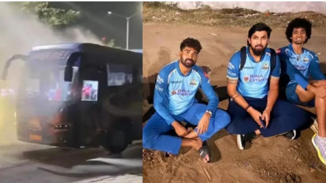 गुजरात टाइटंस की खराब हुई बस, बीच सड़क उतरे सभी खिलाड़ी, फैंस का लगा जमावड़ा