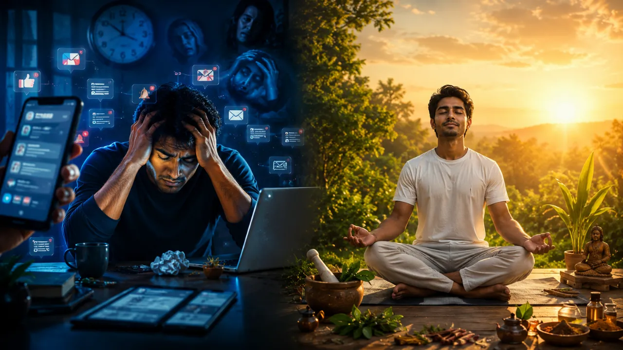  Digital Stress से कैसे बचाएगा आयुर्वेद? जानिए मानसिक तनाव, अनिद्रा और स्क्रीन टाइम का प्राकृतिक समाधान