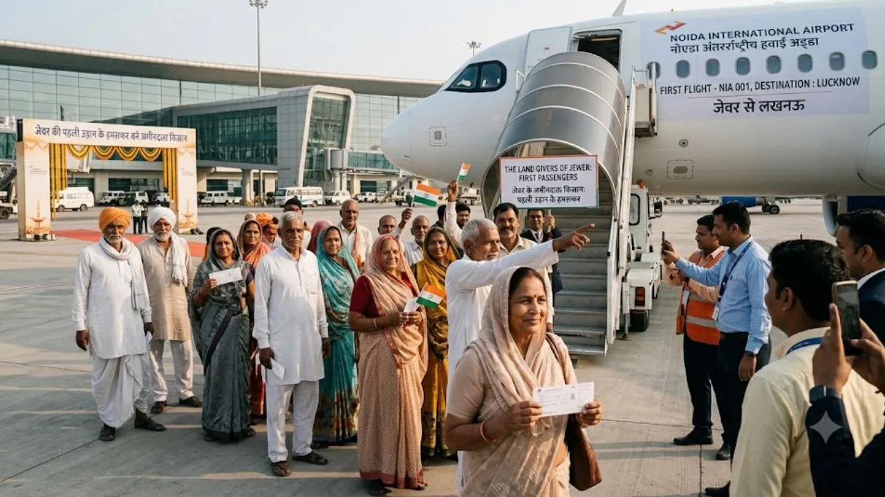  Noida International Airport:  जेवर की पहली उड़ान के हमसफर बने जमीनदाता किसान, बयां की खुशी; कहा- साकार हुआ सपना