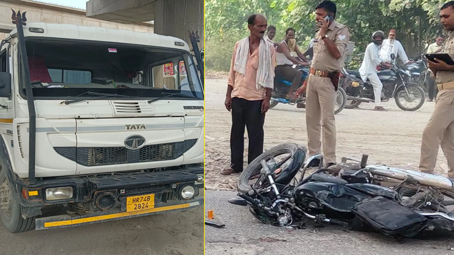 Rampur News : चाकू चौराहे के पास डंपर की चपेट में बाइक सवार के हुए दो टुकड़े, साथी घायल