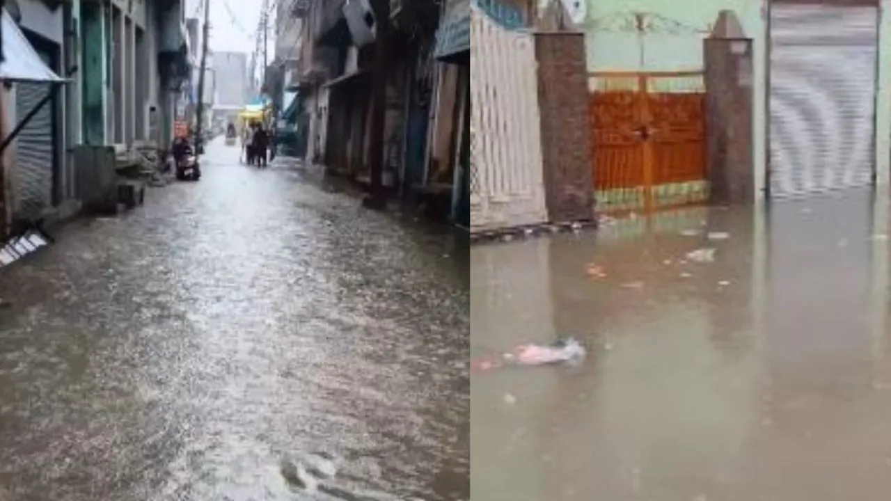  बदायूं : गरज चमक के साथ हुई बारिश से शहर के कई इलाकों में भरा पानी, लोगों को हुई दिक्कत