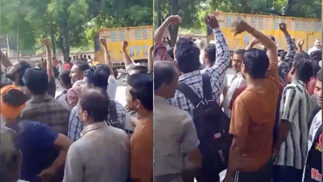 कानपुर की अरमापुर ऑर्डिनेंस फैक्ट्री में हंगामा, वेतन कटौती के विरोध में प्राइवेट वर्करों का प्रदर्शन
