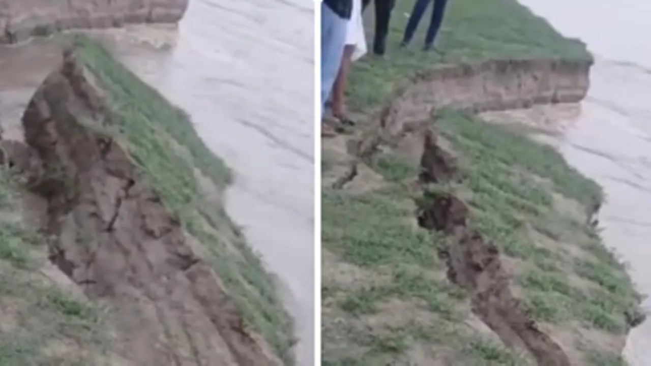 Barabanki News : सरयू का बढ़ता जलस्तर बना आफत, तेज कटान में सैकड़ों बीघा धान की फसल नदी में समाई