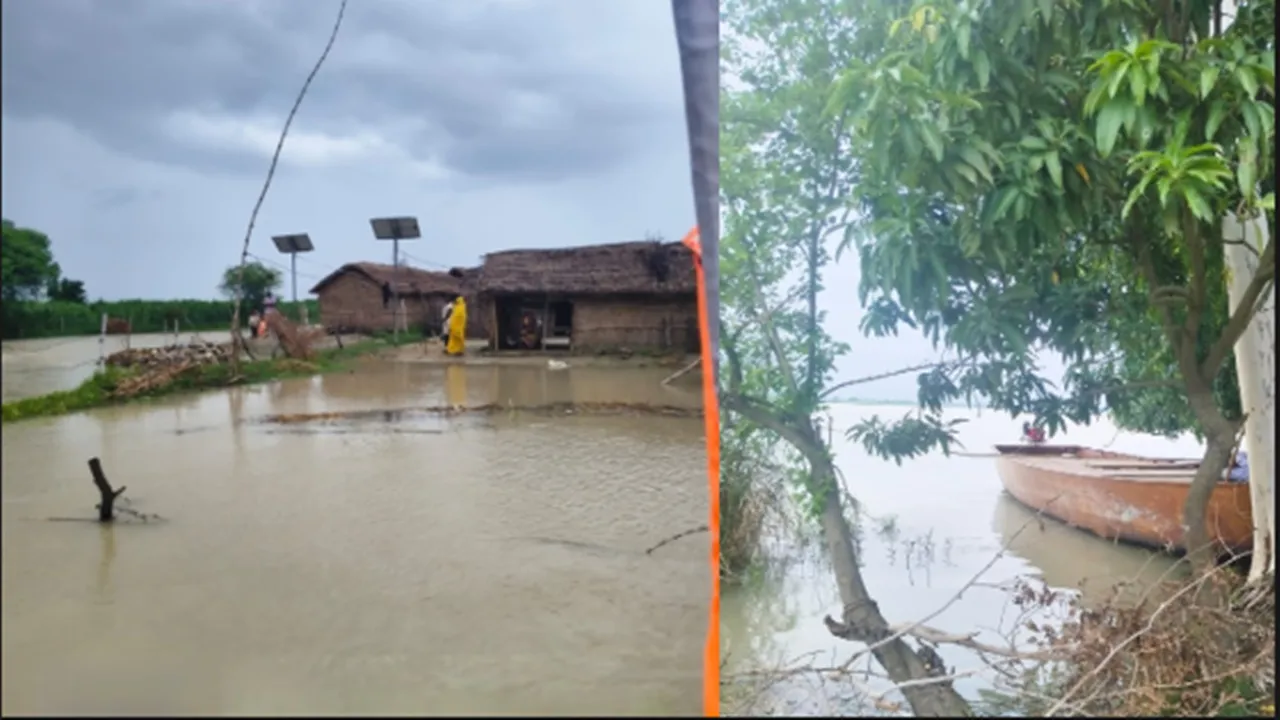 Barabanki Flood News : लाल निशान से 14 सेमी ऊपर सरयू नदी, तराई में फिर हड़कंप