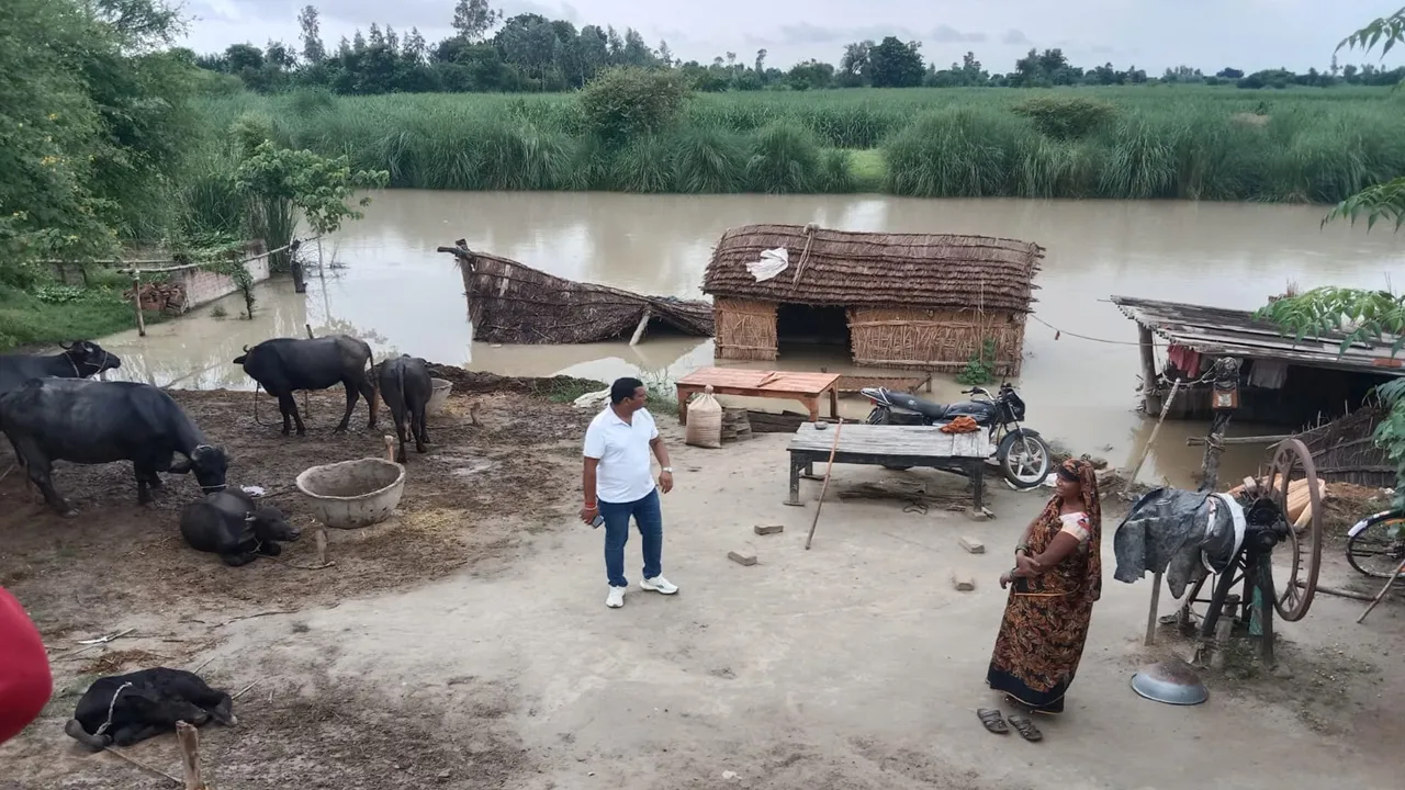 Gonda Flood News : ऐली परसौली में बाढ़ का कहर, 23 गांव जलमग्न, फसलें बर्बाद, हजारों लोग पलायन को मजबूर