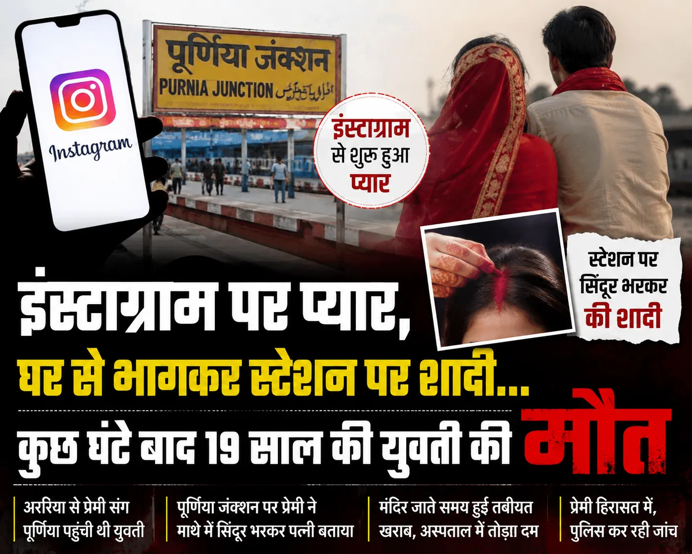 Instagram Love Story:, : प्रेमी संग घर से भागी 19 साल की युवती, स्टेशन पर शादी के बाद कुछ घंटे में मौत