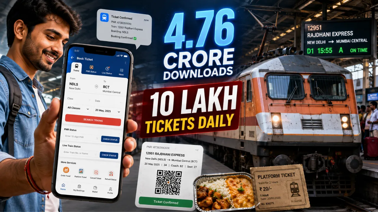 RailOne ने मचाया धमाल! 4.76 करोड़ डाउनलोड के पार, रोज बुक हो रहे 10 लाख रेल टिकट