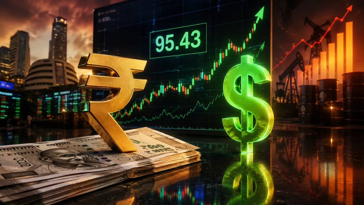 Rupee vs Dollar: शुरुआती कारोबार में रुपया 2 पैसे मजबूत, 95.43 प्रति डॉलर पर पहुंचा; कच्चे तेल का दबाव जारी