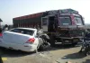 Mirzapur Accident : खड़े ट्रक से टकराई कार, पति-पत्नी की मौत, दो मासूम सुरक्षित, छह घायल