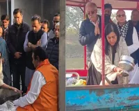 सांसद बांसुरी स्वराज ने नम आंखों से ब्रज घाट पर गंगा में विसर्जित कीं पिता की अस्थियां