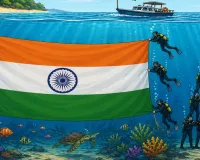 अंडमान में बना नया गिनीज वर्ल्ड रिकॉर्ड: राधानगर बीच पर समुद्र के भीतर फहराया गया दुनिया का सबसे बड़ा तिरंगा