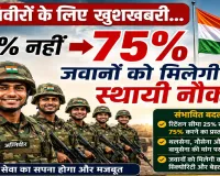 Good News : अग्निवीरों के लिए खुशखबरी... 25% नहीं अब 75% जवानों को मिल सकती है स्थायी नौकरी ! तीनों सेनाओं बना रही है भविष्य की योजना