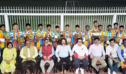 हॉकी के धुरंधरों का जलवा:  16वीं सब जूनियर चैंपियनशिप में यूपी ने जीता गोल्ड, लखनऊ में खिलाड़ियों का भव्य सम्मान