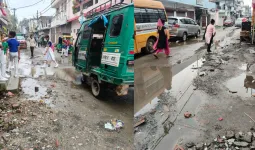 Bareilly News : सीबीगंज में खलीलपुर रोड पर पेयजल पाइपलान टूटी, सड़क की हालत भी खराब 