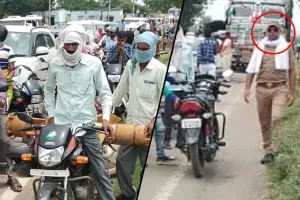 दिल्ली-पलिया स्टेट हाईवे पर लगा जाम, बिना मास्क के जाम खुलवाने पहुंची पुलिस
