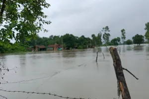 लखीमपुर खीरी: उफनाई मोहाना नदी का पानी नया पिंड गांव में घुसा
