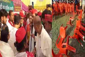 हरदोई: जनसंवाद कार्यक्रम के दौरान भिड़े सपाई, मंच पर हुई धक्का-मुक्की