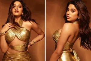 जाह्नवी कपूर का गोल्डन ड्रेस में दिखा सिजलिंग अवतार, तस्वीरें देख आप भी कहेंगे- Wow
