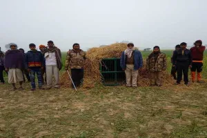 बहराइच: वन विभाग ने तेंदुए को पकड़ने के लिए लगाया पिंजरा