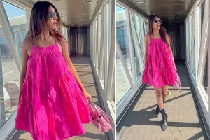 Nia Sharma Photos : पिंक शॉर्ट ड्रेस में निया शर्मा का एयरपोर्ट लुक, सिजलिंग अदाएं देख दिल हार बैठे फैंस