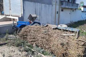 बहराइच: ओवरटेक करने के चक्कर में पलटी ट्रैक्टर ट्रॉली, चालक घायल