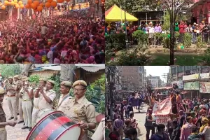 कानपुर: गंगा मेला पर जमकर बरसा गुलाल, हुरियारों ने ऊंट पर बैठकर खेला रंग