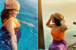 Himanshi Khurana Photos : ऑरेंज बिकिनी में हिमांशी खुराना का स्टाइलिश अंदाज, स्विमिंग पूल में चिल करती आईं नजर