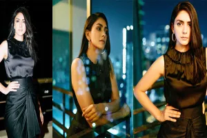 Mrunal Thakur ने ब्लैक हाई-वेस्ट लॉन्ग स्कर्ट और सैटिन टॉप में दिए सैसी पोज, देखें Photos