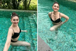 ब्लैक बिकिनी पहन पूल में उतरीं शेफाली जरीवाला, गिराईं हुस्न की बिजलियां
