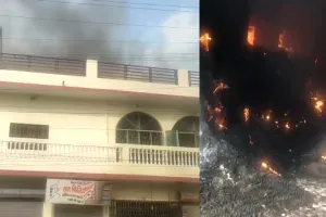 कानपुर:  केमिकल गोदाम में लगी भीषण आग, आग बुझाने की जद्दोजहद में जुटे दमकल कर्मी