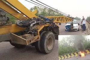 अयोध्या: कार की टक्कर से बाइक सवार गिरे ओवरब्रिज से नीचे, एक की मौत, एक घायल