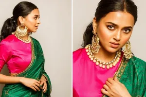Tejasswi Prakash Photos : ग्रीन साड़ी में खूबसूरत लग रही हैं तेजस्वी प्रकाश, मोती से जड़ा हार और झूमके पहन खूब दिए पोज