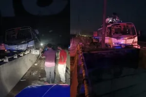 मुरादाबाद : हाईवे पर डिवाइडर से टकराई मजदूरों से भरी बस, एक की मौत