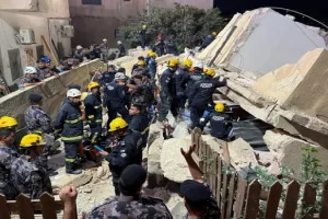 जॉर्डन में इमारत गिरने से पांच की मौत, बचे हुए लोगों की तलाश जारी