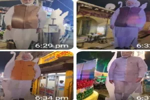 पीएम का आगमन : मोदी के अलग-अलग ड्रेस वाले कटाउट बने चर्चा