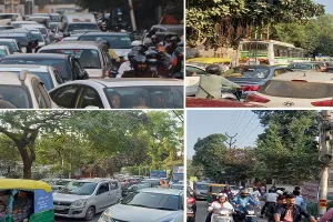 Kanpur की वीआईपी रोड पर दो घंटे तक रेंगते रहे वाहन, अधिकारी भी फंसे रहे