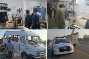 औरैया: आगरा-लखनऊ एक्सप्रेस वे पर डिवाइडर से टकराई मिनी बस, 17 लोग घायल 