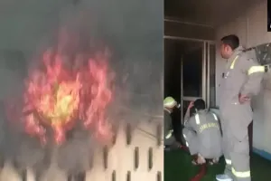 अलीगढ़: शॉट सर्किट से स्टेट बैंक में लगी आग, दमकल की छह गाड़ियां मौजूद