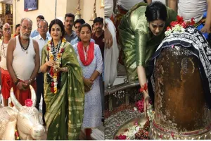 PHOTOS : मस्तक पर तिलक, गले में हार...उज्जैन पहुंचीं रवीना टंडन ने किए महाकाल के दर्शन