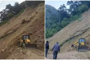 हल्द्वानी: घंटों बाधित रहा हैड़ाखान मार्ग, पोकलैंड व जेसीबी से हटाया मलबा  