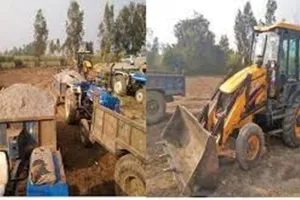 हरदोई: बालू खनन में लगी जेसीबी और ट्रैक्टर-ट्रॉली हुई सीज 