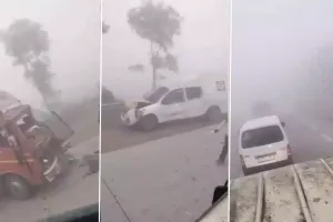 ग्रेटर नोएडा में कोहरे के कारण एक्सप्रेस-वे पर कई गाड़ियां आपस में टकराईं, दर्जनों घायल