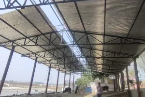 Unnao: ठेकेदार की लापरवाही के चलते अंतिम संस्कार करने वाले हो रहे थे परेशान...श्मशान घाट पर लगे टिनशेड