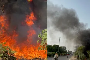 बरेली: कूड़े के ढेर में लगी आग, राहगीरों की बढ़ी परेशानी...उठा धुएं का गुब्बार