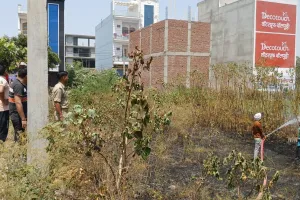 कासगंज: घनी बस्ती प्लाट में लगी आग, मची अफरा-तफरी, पहुंचे दमकल वाहन  