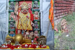 हनुमान मंदिर से चांदी का छत्र व सोने की लाकेट चोरी, खेतों में पड़ी मिली धातु की बनी भगवान विष्णु की मूर्ति